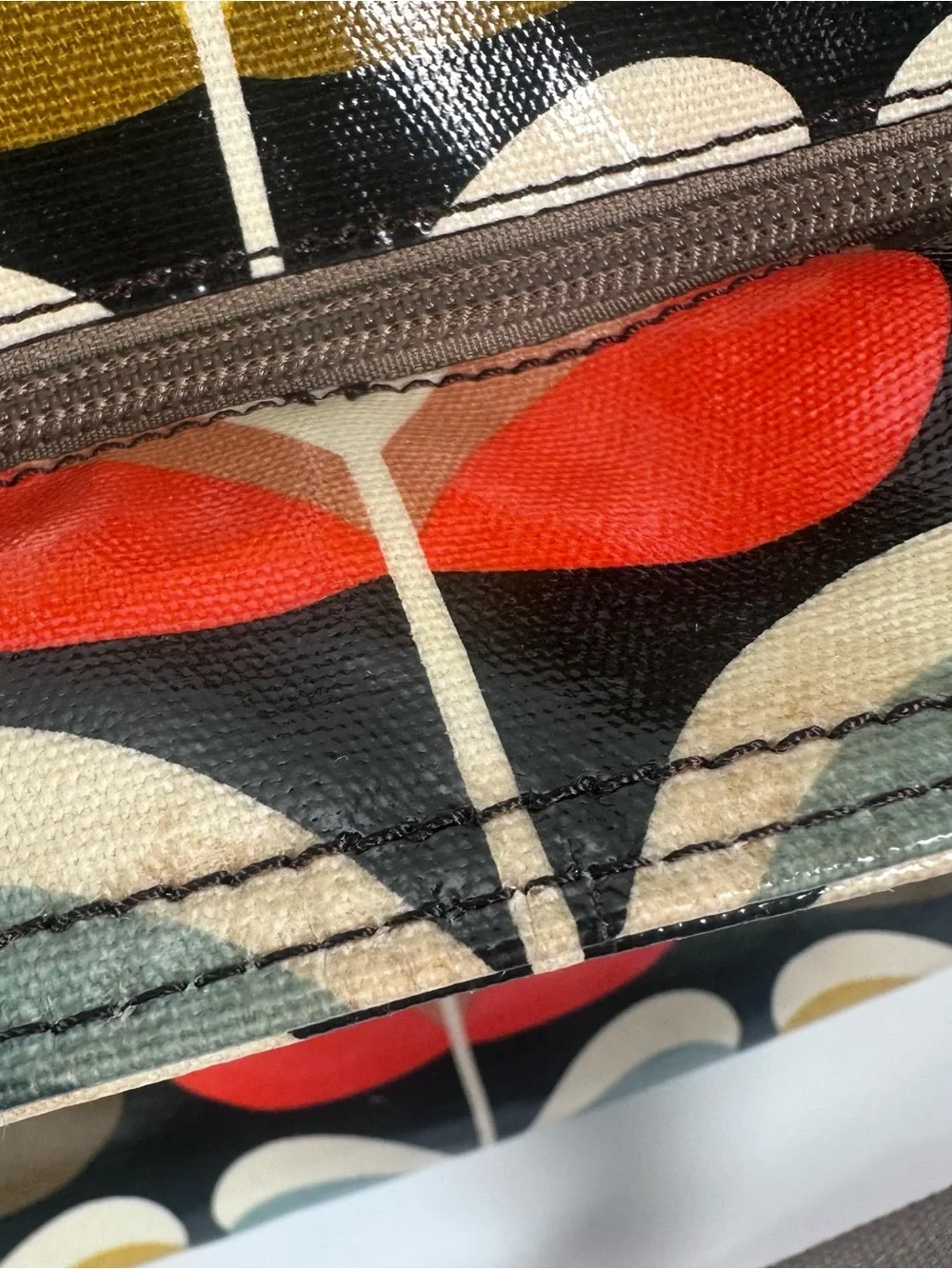 Orla Kiely Stem Print Coated Canvas Purse Retro Mod Floral Shoulder Tote Bag - Picture 16 of 16